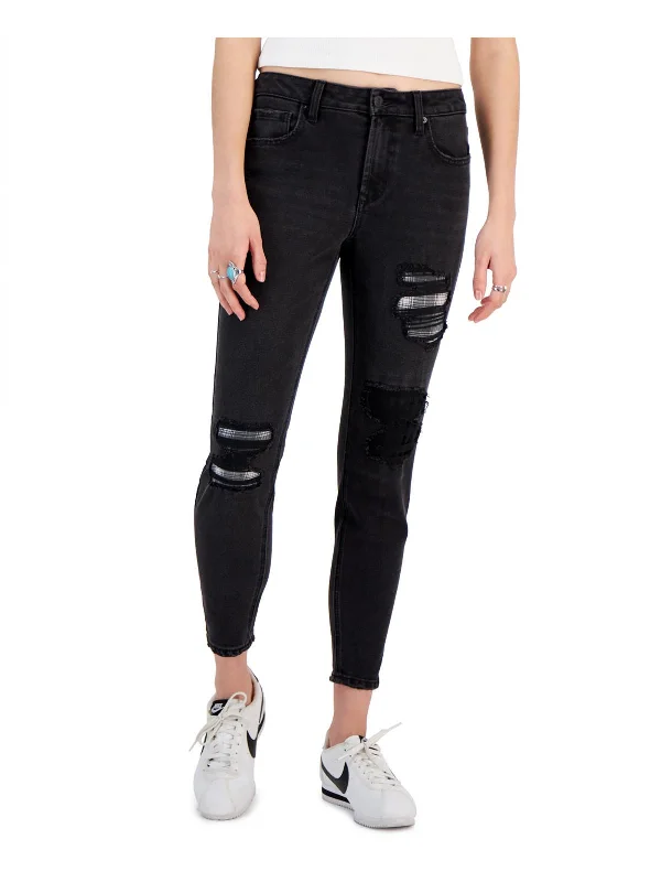 Womens Distressed High Rise Skinny Jeans