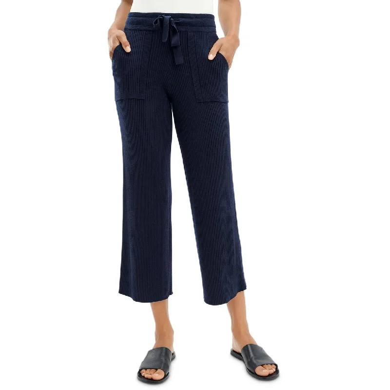 Splendid Womens Georgie Ribbed Pocket Wide Leg Pants