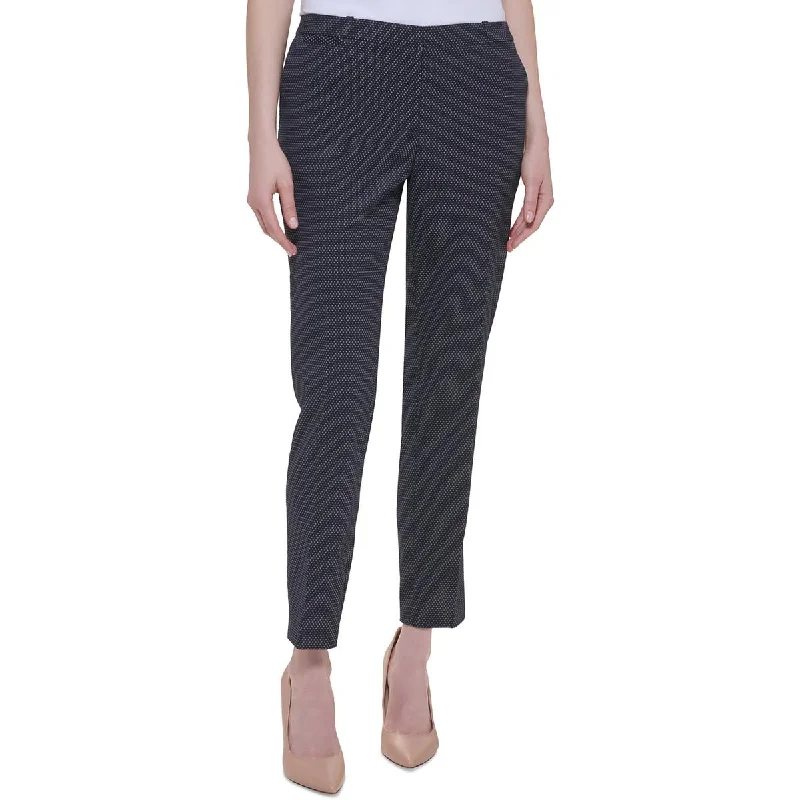 Tommy Hilfiger Womens Mid-Rise Polka Dot Straight Leg Pants