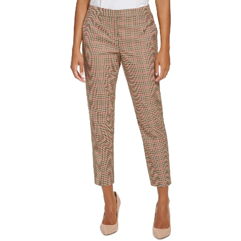 Tommy Hilfiger Womens Plaid Slim Leg Ankle Pants