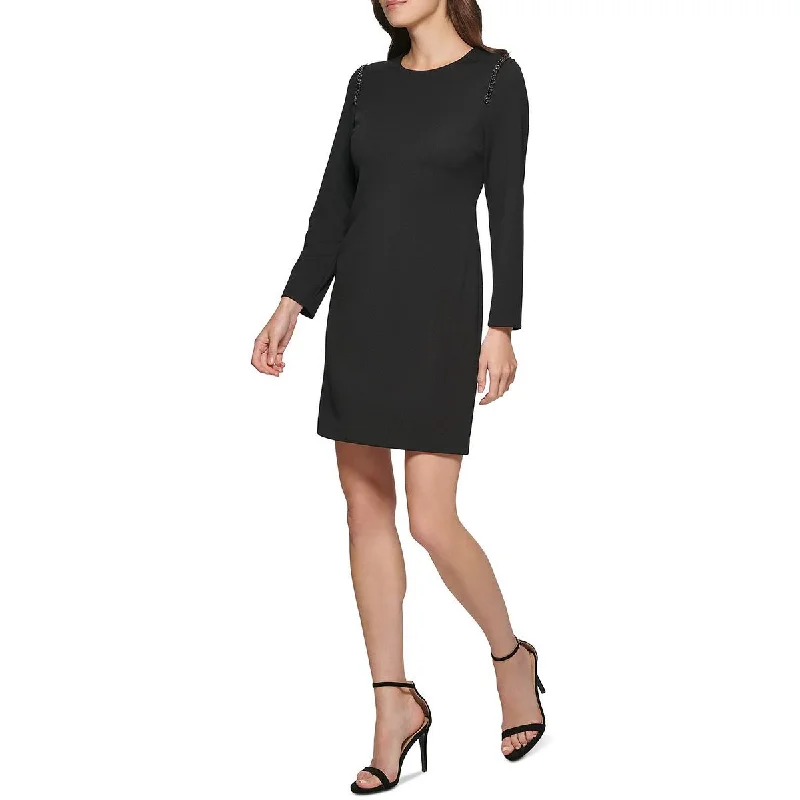 DKNY Womens Scuba Midi Shift Dress