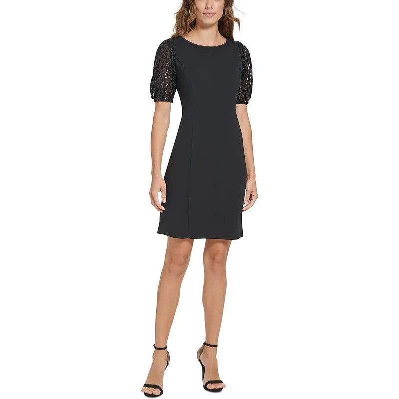 DKNY Womens Sequined Above Knee Sheath Dress