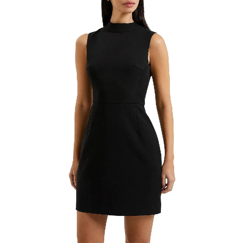 French Connection Womens Echo Crepe Mock Neck Mini Dress