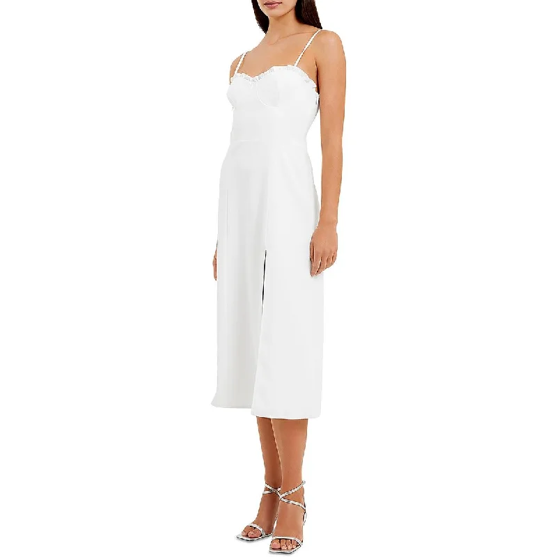 French Connection Womens Echo Ruffled Mid-Calf Midi Dress