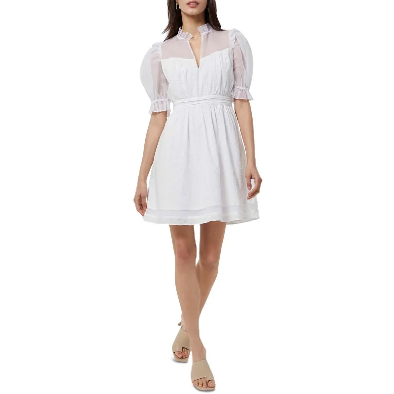 French Connection Womens Eyelet Illusion Mini Dress