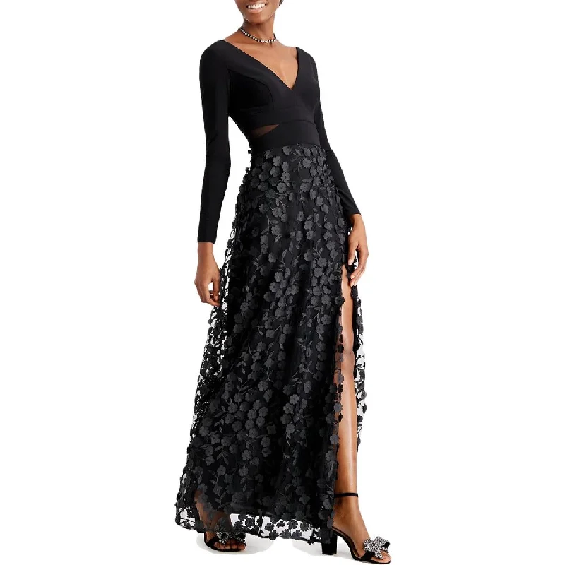 Xscape Womens V Neck Floral Maxi Dress