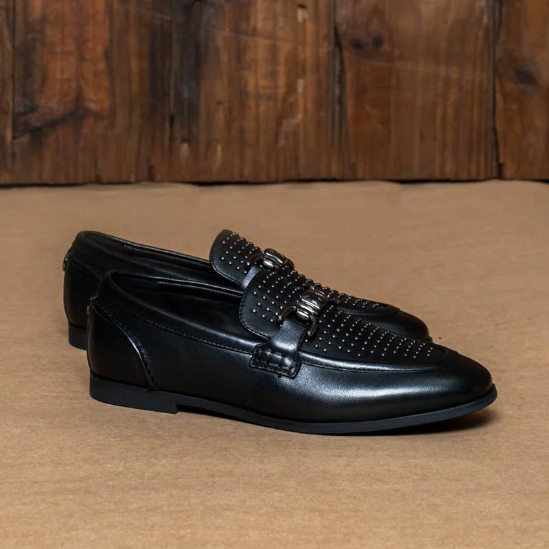 Kingsley Heath F Tonal Studded Loafer Black/Brass/Black