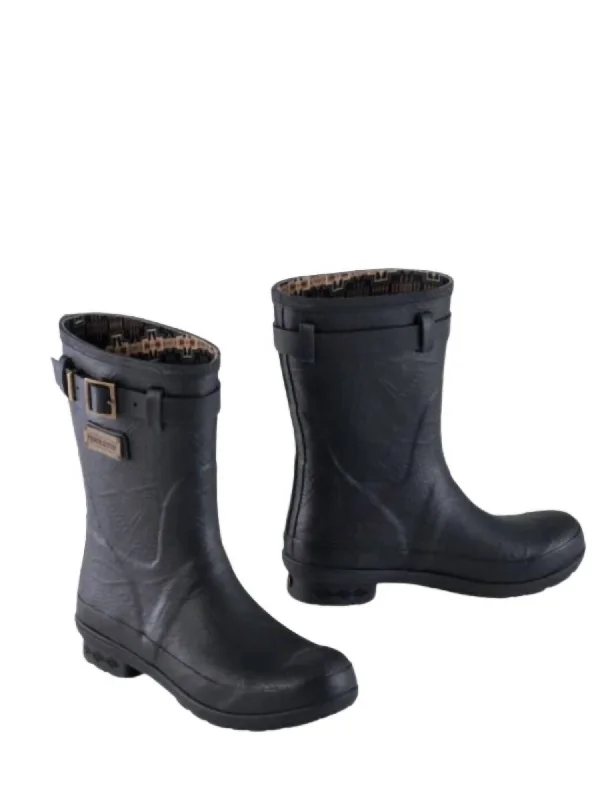 Women's Embossed Short Heritage Rain Boots In Black