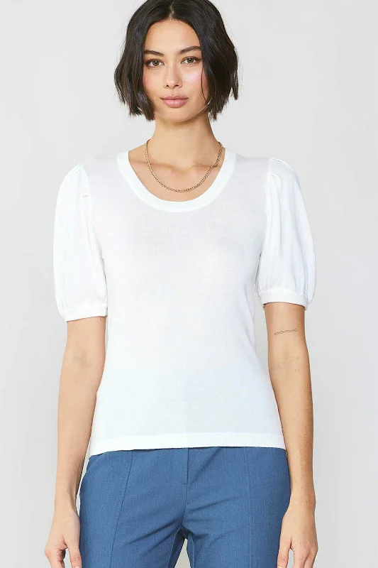 Cream Short Sleeve Sweater Top