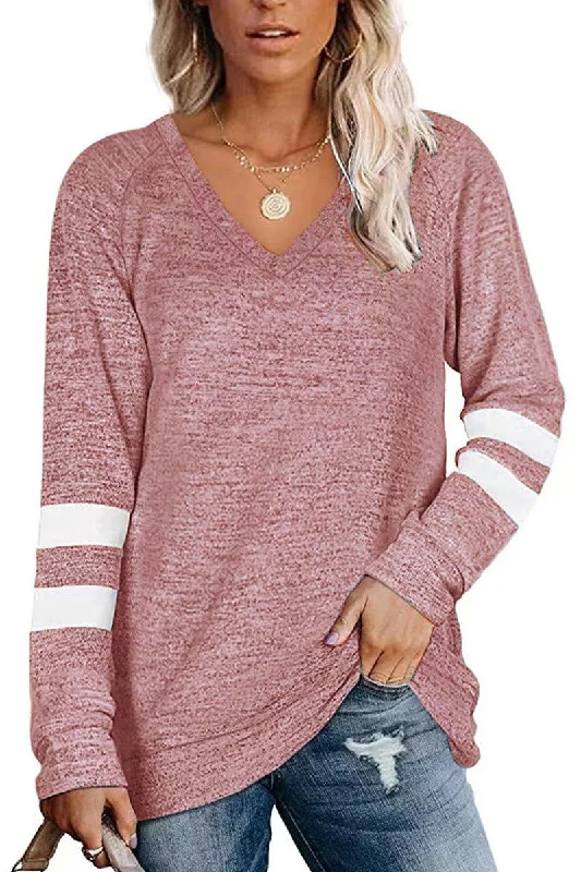 WOMEN OVERSIZED BOYFRIEND V NECK PULLOVER