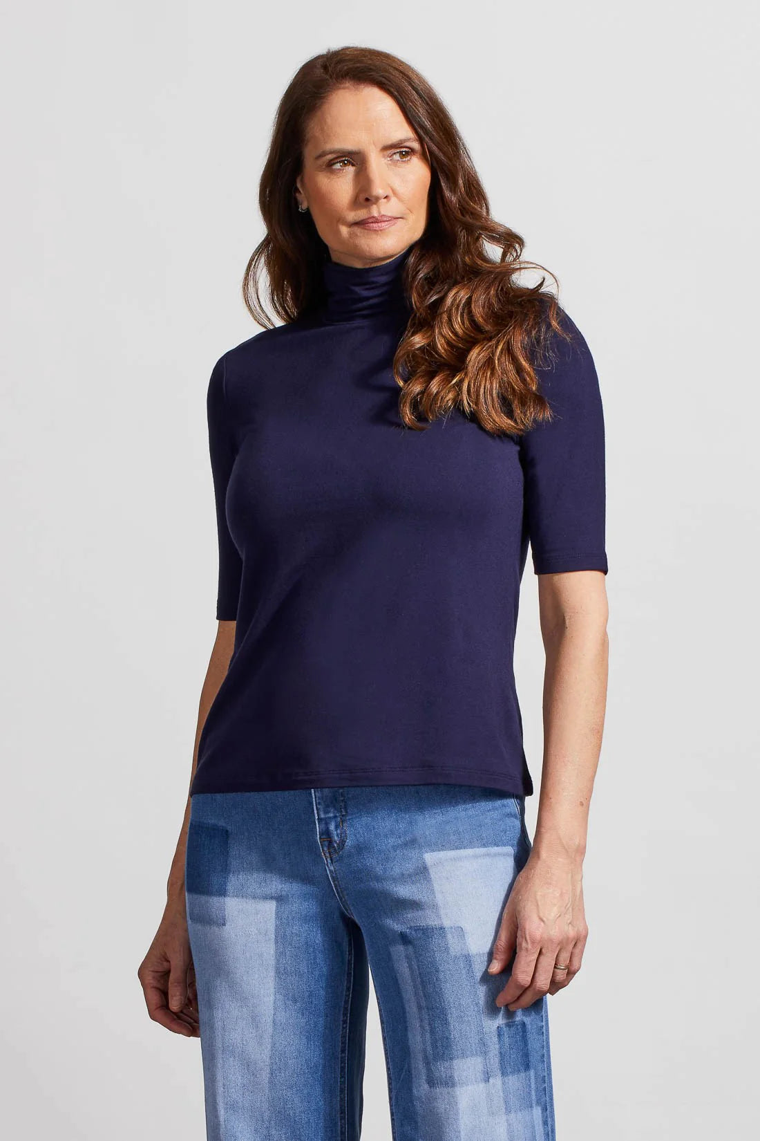 Tri 7943O French Terry Elbow Sleeve Top